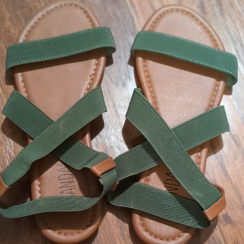 Green and Brown Strappy Sandals